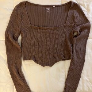 PacSun Brown Ribbed Crop Top